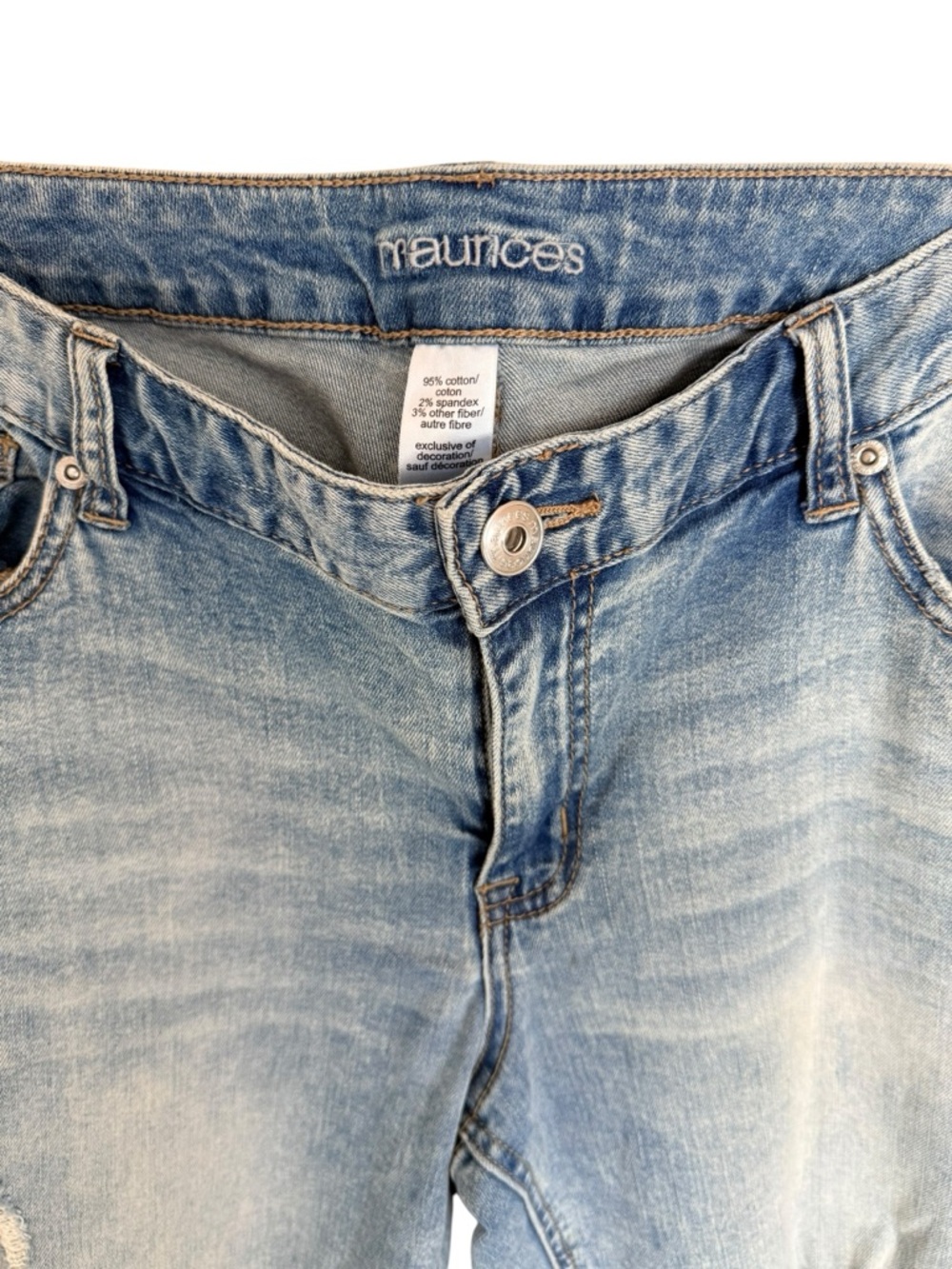 Maurices Distressed Skinny Jeans Size 11/12 Light Wash Mid Rise Stretch - Picture 4 of 8